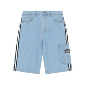 Teddy Fresh Light Blue Jean Shorts with Black Stripes